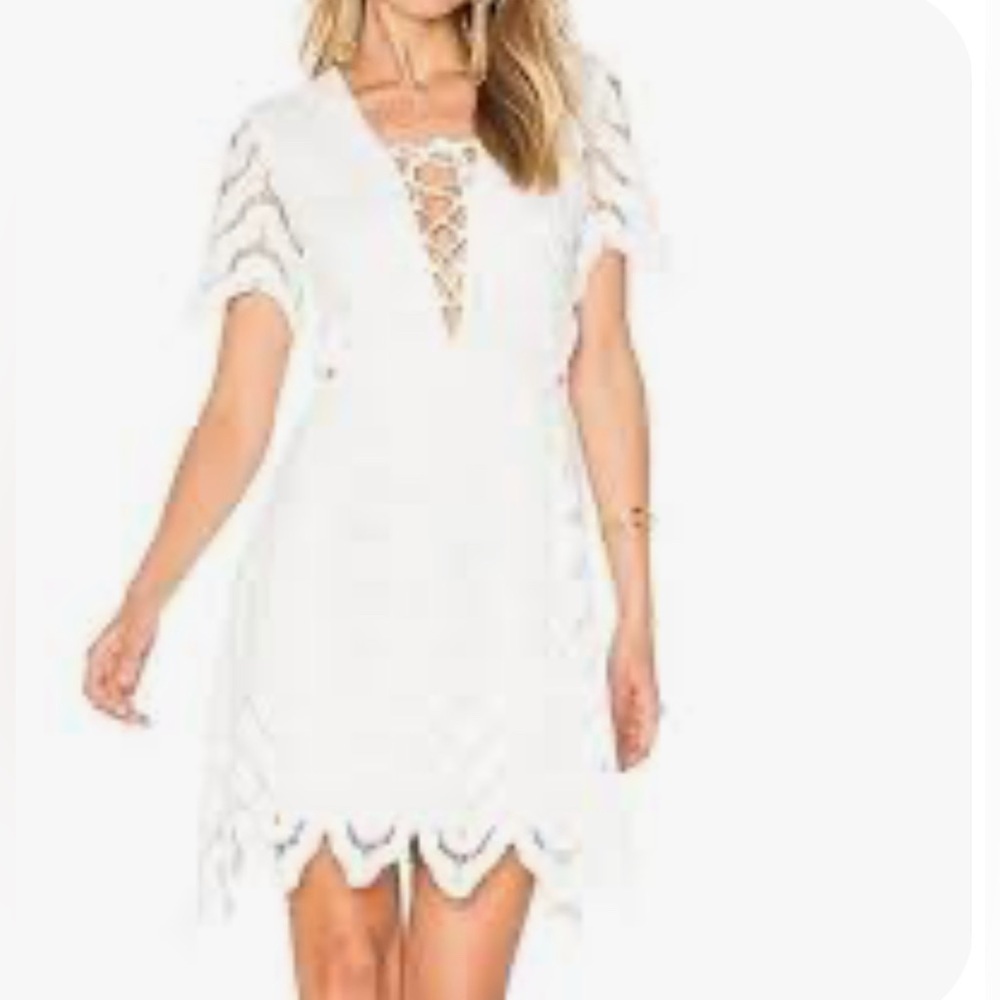 J.O.A Los Angeles White Laced-Up Dress Small